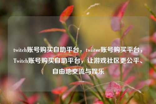twitch账号购买自助平台，twiiter账号购买平台，Twitch账号购买自助平台，让游戏社区更公平、自由地交流与娱乐