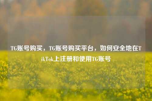 TG账号购买，TG账号购买平台，如何安全地在TikTok上注册和使用TG账号