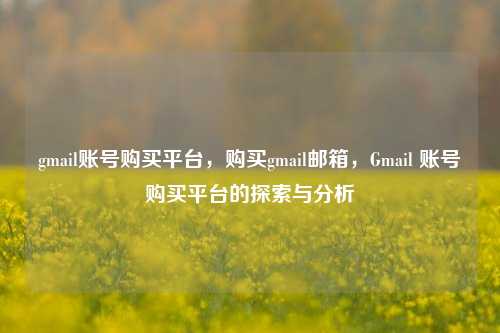 gmail账号购买平台，购买gmail邮箱，Gmail 账号购买平台的探索与分析