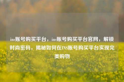 ins账号购买平台，ins账号购买平台官网	，解锁时尚密码，揭秘如何在INS账号购买平台实现完美购物  第1张
