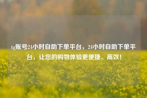 tg账号24小时自助下单平台，24小时自助下单平台，让您的购物体验更便捷、高效！