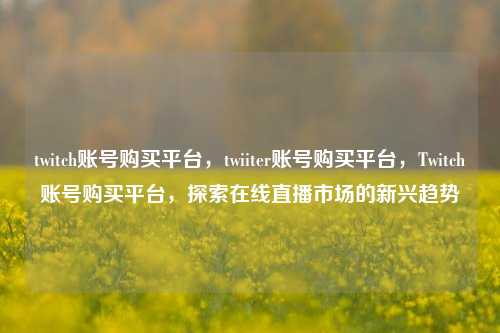 twitch账号购买平台，twiiter账号购买平台，Twitch账号购买平台，探索在线直播市场的新兴趋势
