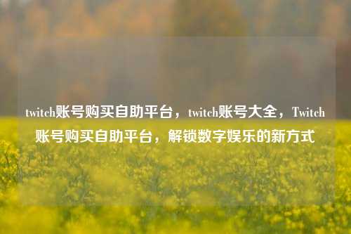 twitch账号购买自助平台，twitch账号大全，Twitch账号购买自助平台，解锁数字娱乐的新方式