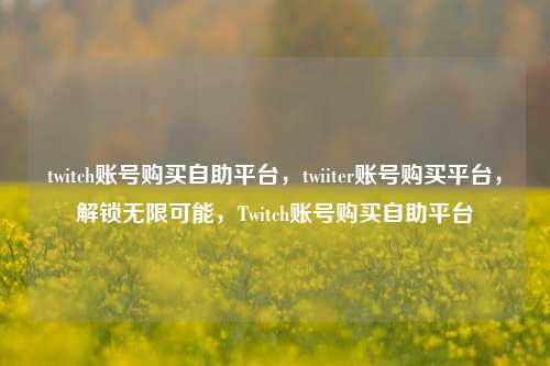 twitch账号购买自助平台，twiiter账号购买平台，解锁无限可能，Twitch账号购买自助平台
