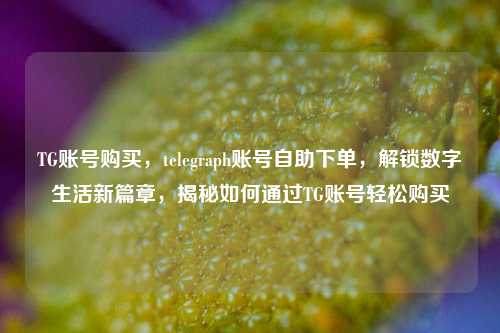 TG账号购买，telegraph账号自助下单，解锁数字生活新篇章，揭秘如何通过TG账号轻松购买