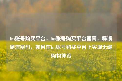 ins账号购买平台，ins账号购买平台官网，解锁潮流密码，如何在Ins账号购买平台上实现无缝购物体验
