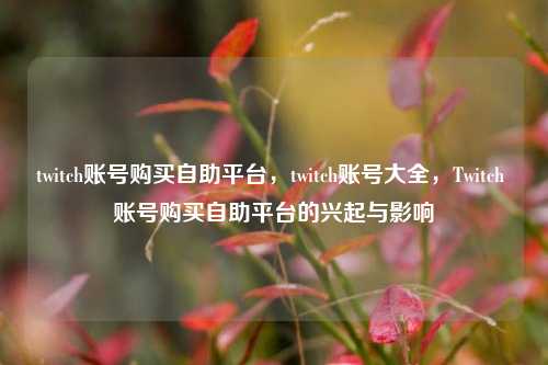twitch账号购买自助平台，twitch账号大全，Twitch 账号购买自助平台的兴起与影响