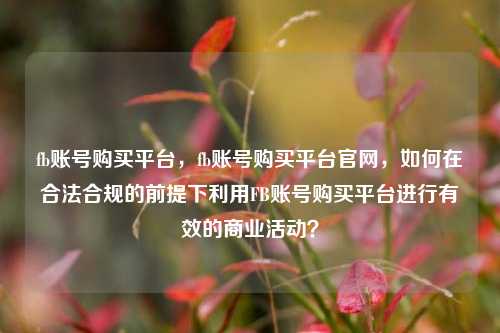 fb账号购买平台，fb账号购买平台官网，如何在合法合规的前提下利用FB账号购买平台进行有效的商业活动？