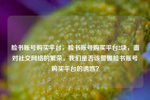 脸书账号购买平台，脸书账号购买平台2块，面对社交网络的繁荣，我们是否该警惕脸书账号购买平台的诱惑？