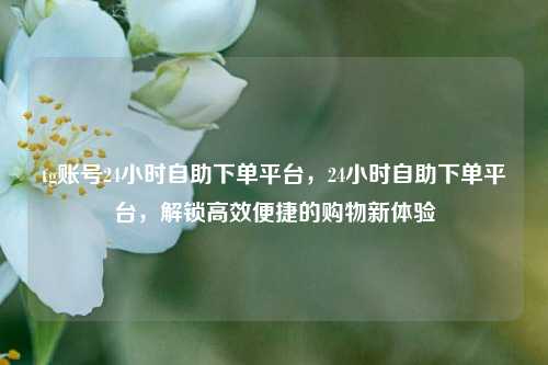 tg账号24小时自助下单平台，24小时自助下单平台，解锁高效便捷的购物新体验