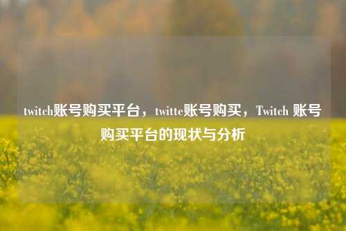 twitch账号购买平台，twitte账号购买，Twitch 账号购买平台的现状与分析
