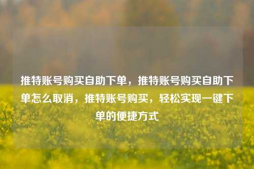 推特账号购买自助下单，推特账号购买自助下单怎么取消，推特账号购买，轻松实现一键下单的便捷方式