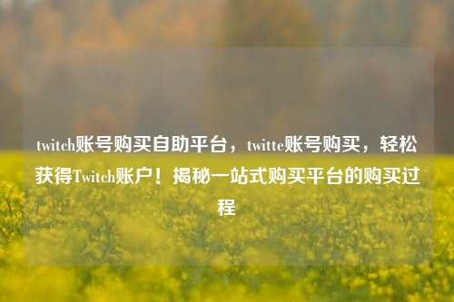 twitch账号购买自助平台，twitte账号购买，轻松获得Twitch账户！揭秘一站式购买平台的购买过程