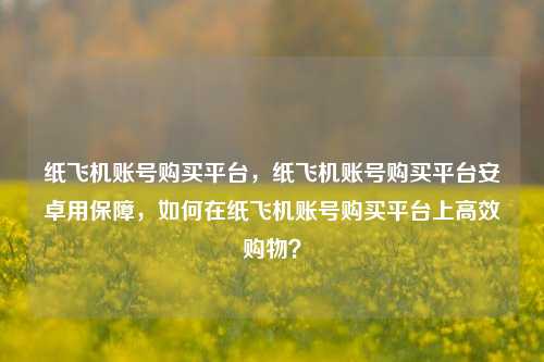 纸飞机账号购买平台，纸飞机账号购买平台安卓用保障	，如何在纸飞机账号购买平台上高效购物？  第1张