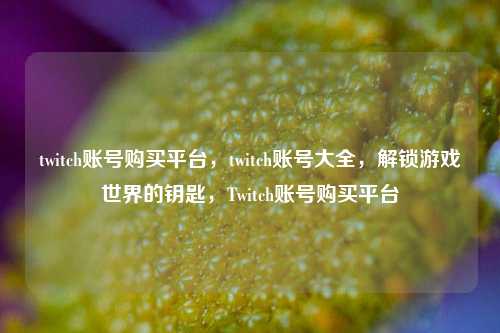 twitch账号购买平台，twitch账号大全，解锁游戏世界的钥匙，Twitch账号购买平台