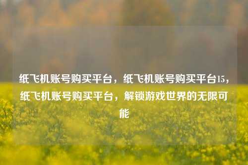 纸飞机账号购买平台，纸飞机账号购买平台15，纸飞机账号购买平台，解锁游戏世界的无限可能