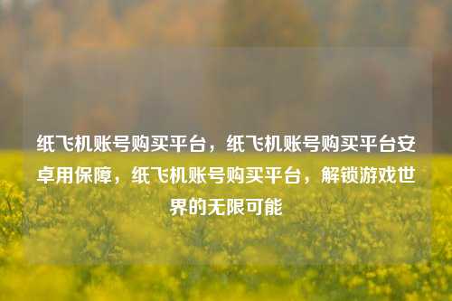 纸飞机账号购买平台，纸飞机账号购买平台安卓用保障，纸飞机账号购买平台，解锁游戏世界的无限可能