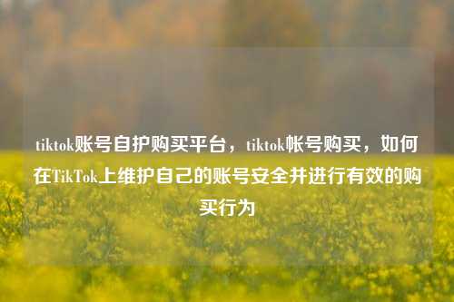 tiktok账号自护购买平台，tiktok帐号购买，如何在TikTok上维护自己的账号安全并进行有效的购买行为