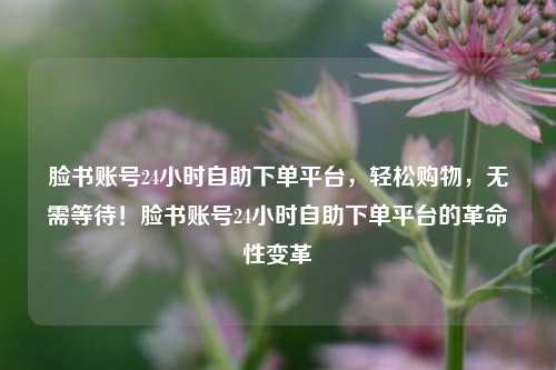 脸书账号24小时自助下单平台，轻松购物，无需等待！脸书账号24小时自助下单平台的革命性变革