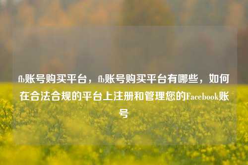 fb账号购买平台，fb账号购买平台有哪些，如何在合法合规的平台上注册和管理您的Facebook账号