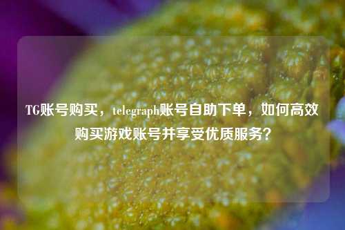 TG账号购买，telegraph账号自助下单，如何高效购买游戏账号并享受优质服务？