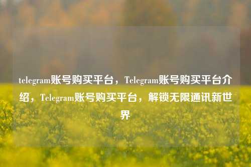 telegram账号购买平台，Telegram账号购买平台介绍，Telegram账号购买平台，解锁无限通讯新世界