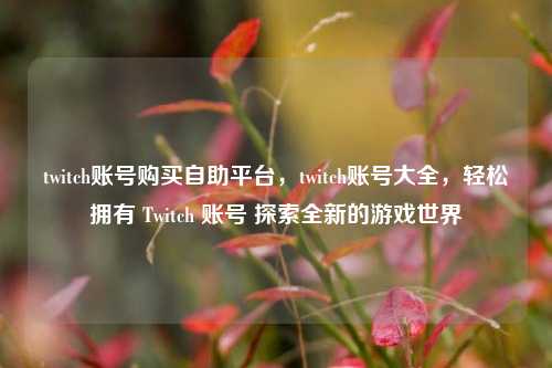 twitch账号购买自助平台，twitch账号大全，轻松拥有 Twitch 账号 探索全新的游戏世界