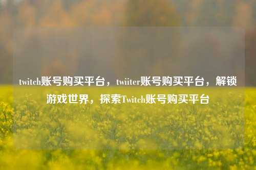 twitch账号购买平台，twiiter账号购买平台	，解锁游戏世界，探索Twitch账号购买平台  第1张