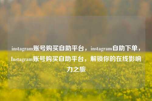 instagram账号购买自助平台，instagram自助下单，Instagram账号购买自助平台，解锁你的在线影响力之旅