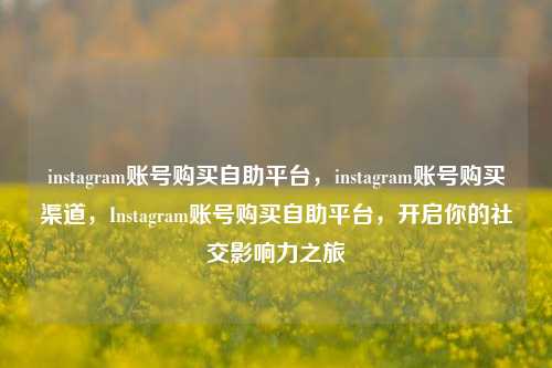 instagram账号购买自助平台，instagram账号购买渠道，Instagram账号购买自助平台，开启你的社交影响力之旅