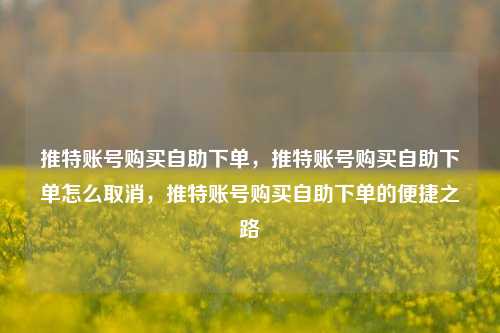 推特账号购买自助下单，推特账号购买自助下单怎么取消，推特账号购买自助下单的便捷之路