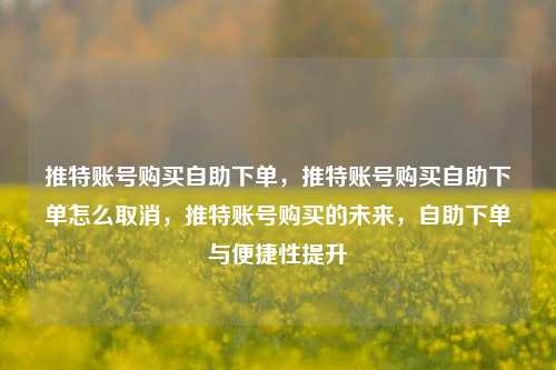 推特账号购买自助下单，推特账号购买自助下单怎么取消	，推特账号购买的未来，自助下单与便捷性提升  第1张