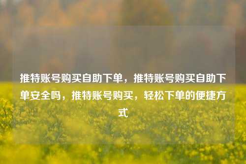 推特账号购买自助下单，推特账号购买自助下单安全吗，推特账号购买，轻松下单的便捷方式